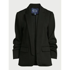 Women's and Women's Plus Relaxed Scuba Knit Stretch Blazer with Scrunch Sleeves